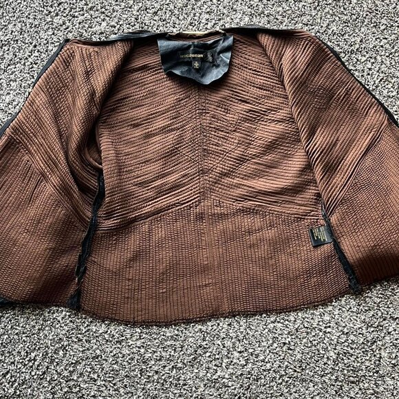 Rocawear Black Genuine Leather Jacket Womens XL Biker Moto Bomber Grunge Gothic - Picture 5 of 8